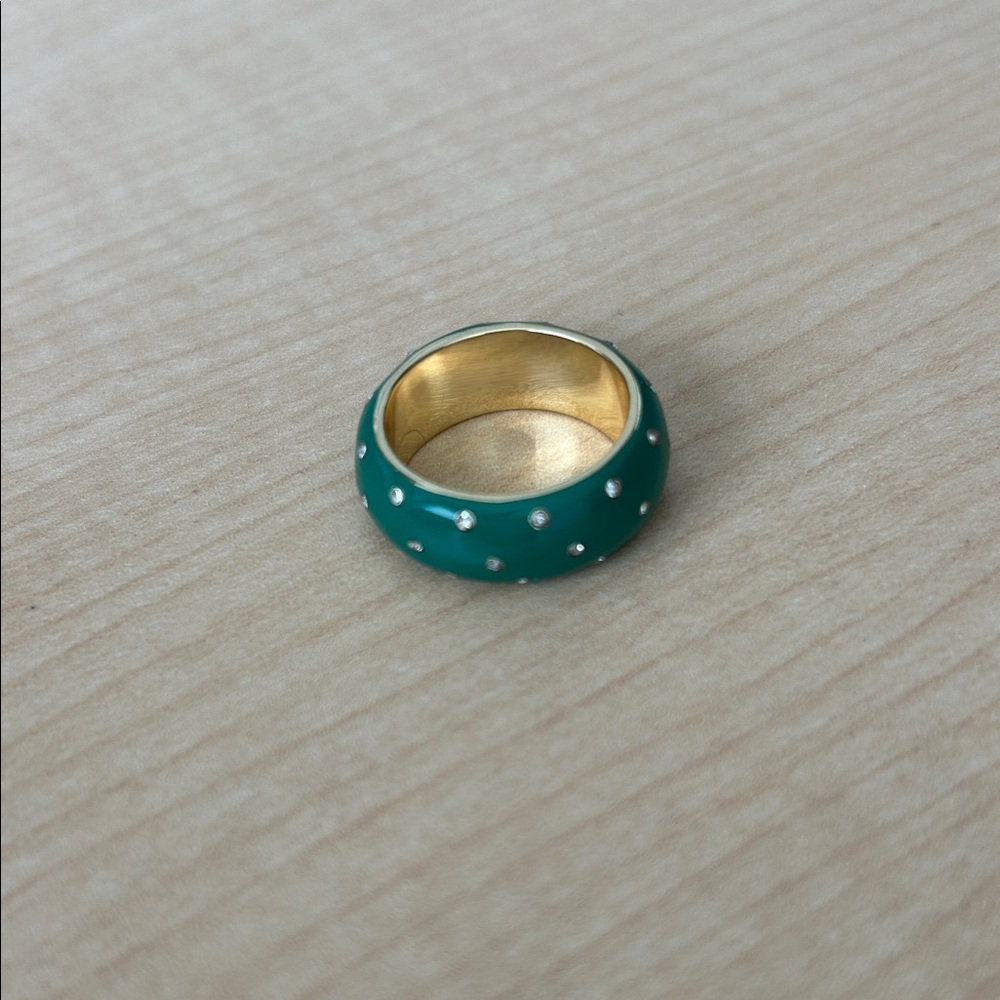 Gorjana Green “Noel” Enamel Ring, Size 6